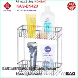 Kệ rổ lưới 2 tầng Inox Bảo KAG-BN420