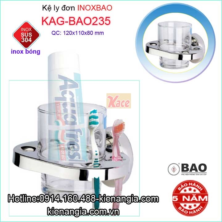 Kệ ly đơn ,kệ ly phòng tắm Inox Bảo KAG-BAO235
