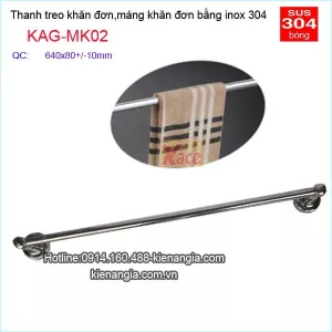 Giá treo khăn phòng tắm,máng khăn đơn inox KAG-MK02