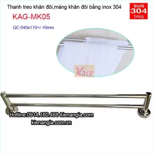 Giá treo khăn đôi phòng tắm bằng inox KAG-MK05