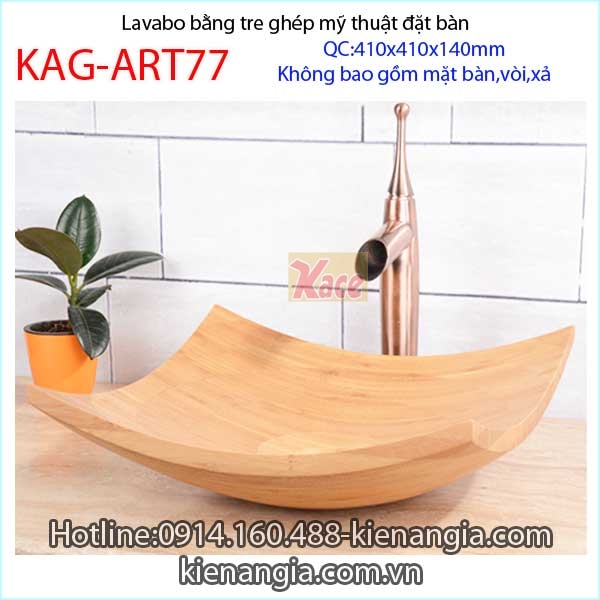 Chậu lavabo vuông bằng tre ghép KAG-ART77