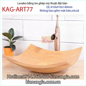 Chậu lavabo vuông bằng tre ghép KAG-ART77