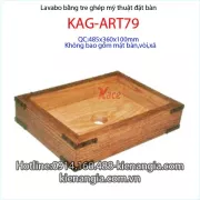 Chậu lavabo vuông mỹ thuật bằng tre ghép KAG-ART79