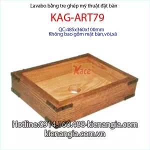 Chậu lavabo vuông mỹ thuật bằng tre ghép KAG-ART79