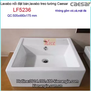 Lavabo đặt bàn hình chữ nhật CAESAR LF5236