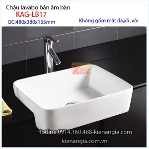 Chậu lavabo bán âm bàn chữ nhật KAG-LB17