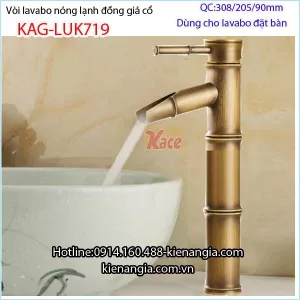 Vòi lavabo cao 30cm đồng giả cổ KAG-LUK719