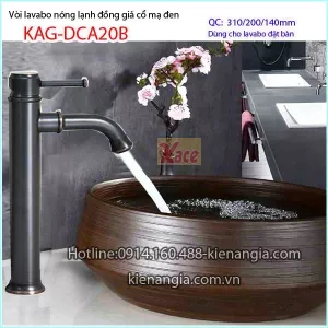Vòi lavabo đồng mạ đen giả cổ KAG-DCA20B