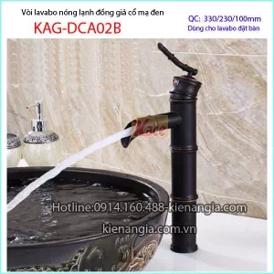 Vòi chậu nóng lạnh đồng giả cổ mạ đen KAG-DCA02B