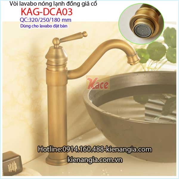 Vòi chậu đặt bàn đồng giả cổ KAG-DCA03