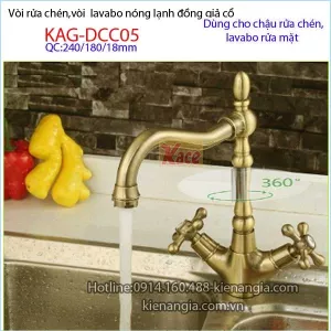 Vòi gắn chậu đồng giả cổ KAG-DCC05