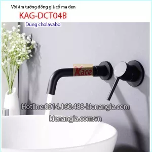 Vòi chậu âm tường đồng mạ đen KAG-DCT04B