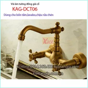 Vòi âm tường chậu lavabo Vàng cổ điển KAG-DCT06