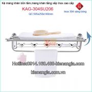 Kệ máng khăn đa năng sus304 cao cấp Tovashu KAG-304SU206