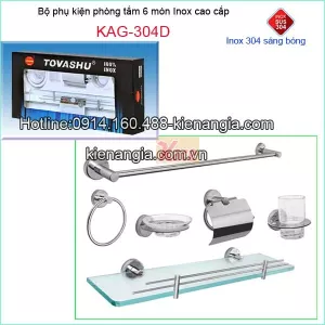 Bộ phụ kiện phòng tắm inox 304 Tovashu 304D