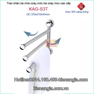 Móc 3 chia phòng tắm Tovashu ,máng khăn 3 xoay kệ bếpKAG-S3T