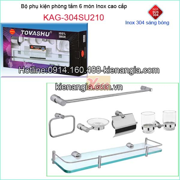 Bộ phụ kiện 6 món phòng tắm Tovashu KAG-304SU210
