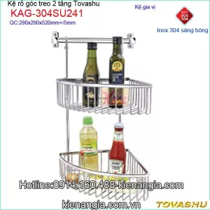 Kệ rổ lưới góc treo 2 tầng Tovashu KAG-304SU241