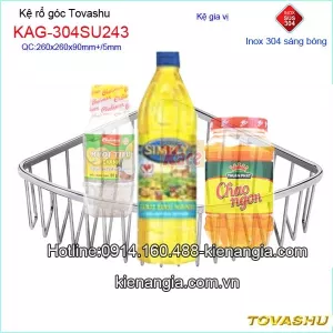 Kệ rổ lưới góc inox304 Tovashu KAG-304SU243