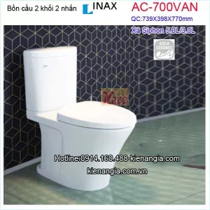 Bồn cầu 2 nhấn,bệt két rời Inax AC700VAN