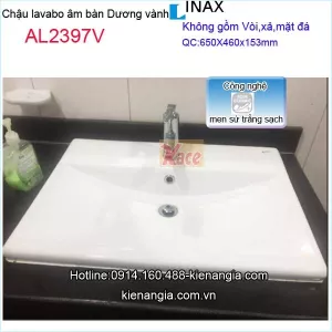Chậu rửa mặt dương vành Aqua ceramic Inax AL2397V