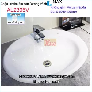 Chậu rửa mặt dương vành Aqua ceramic Inax AL2395V