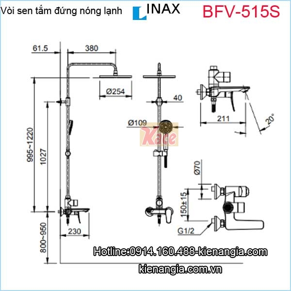 Voi-sen-tam-dung-nong-lanh-sen-cay-Inax-BFV-515S-1