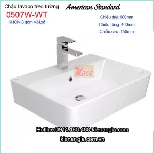 Chậu lavabo vuông treo tường American Standard 0507W-WT