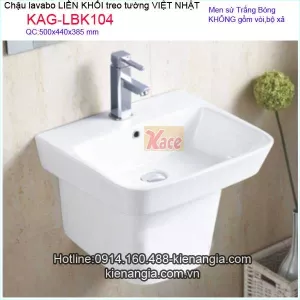 Chậu vuông liền khối treo tường VIỆT NHẬT KAG-LBK104