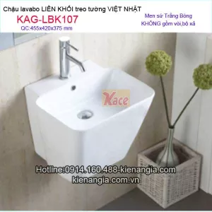 Chậu vuông liền khối treo tường VIỆT NHẬT KAG-LBK107