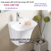 Lavabo liền khối VIỆT NHẬT bằng sứ treo tường KAG-LBK109