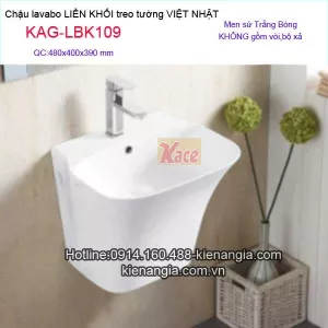 Lavabo liền khối VIỆT NHẬT bằng sứ treo tường KAG-LBK109
