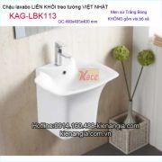 Lavabo liền khối VIỆT NHẬT bằng sứ treo tường KAG-LBK113