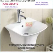 Lavabo liền khối VIỆT NHẬT bằng sứ treo tường KAG-LBK119
