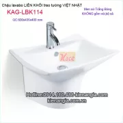 Lavabo liền khối VIỆT NHẬT bằng sứ treo tường KAG-LBK114