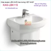 Lavabo liền khối VIỆT NHẬT bằng sứ treo tường KAG-LBK115