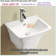 Lavabo liền khối VIỆT NHẬT bằng sứ treo tường KAG-LBK116