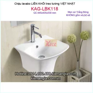 Lavabo liền khối VIỆT NHẬT bằng sứ treo tường KAG-LBK118