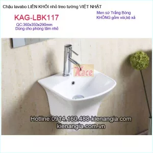 Chậu lavabo liền khối nhỏ treo tường VIỆT NHẬT KAG-LBK117