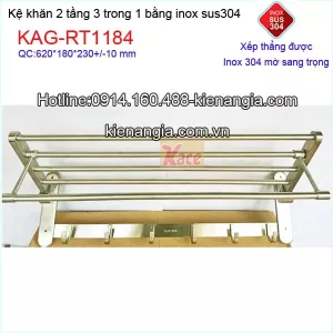 Kệ khăn bồn tắm,máng khăn 2 tầng inox sus304 mờKAG-RT1184