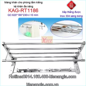 Kệ khăn phòng tắm kiếng bằng inox 304 bóngKAG-RT1186