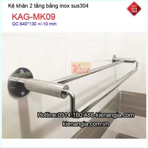 Máng khăn đôi inox nhà tắm KAG-MK09