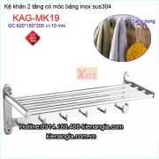 Máng khăn có móc áo  phòng tắm SUS 304 KAG-MK19