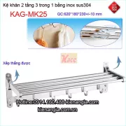 Kệ khăn 2 tầng xếp thẳng inox sus304 KAG-MK25