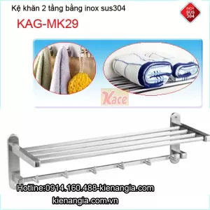 Kệ khăn đa năng có móc bằng inox sus304 KAG-MK29