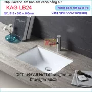Chậu lavabo chữ nhật âm bàn 57x42 cm  KAG-LB24