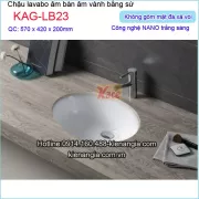 Chậu lavabo oval âm bàn âm vành giá rẻ KAG-LB23