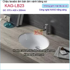 Chậu lavabo oval âm bàn âm vành giá rẻ KAG-LB23