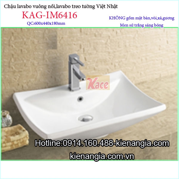 Chậu lavabo vuông đặt bàn,treo tường Việt Nhật IM6416