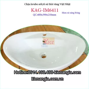 Chậu lavabo thỏi vàng bằng sứ đặt bàn Việt Nhật IM6411